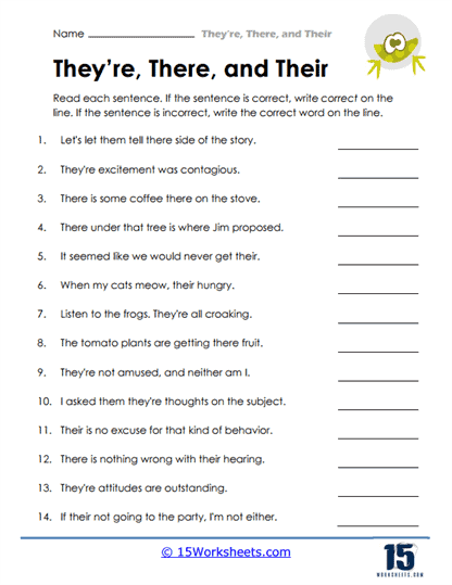 They 39 re There And Their Worksheets Confusing Homophones 15 