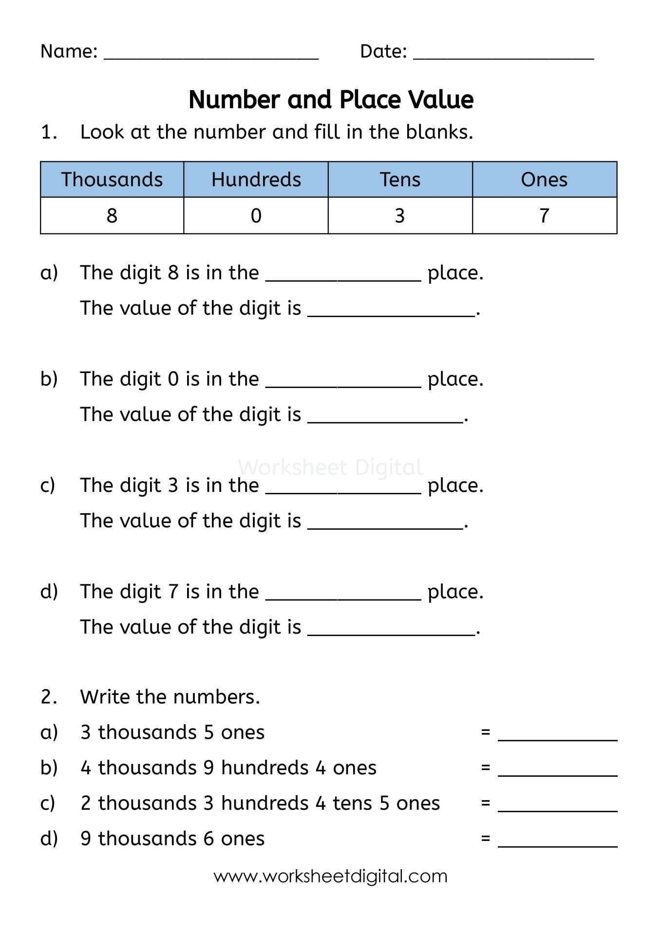 Three digit Place Value Worksheet No 6 Worksheets Math Center 