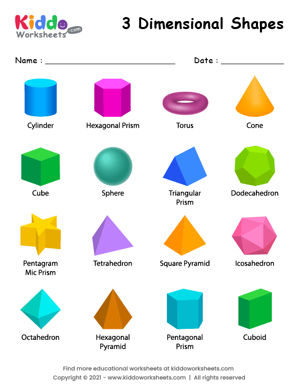 Three Dimensional Shapes Worksheet Three Dimensional Shapes Worksheets