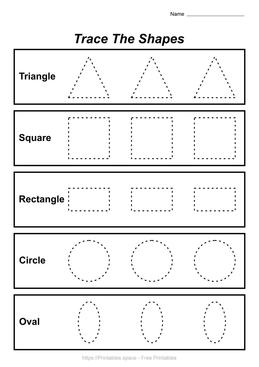 Tracing Shapes Worksheet PDF For Kids Free Printables