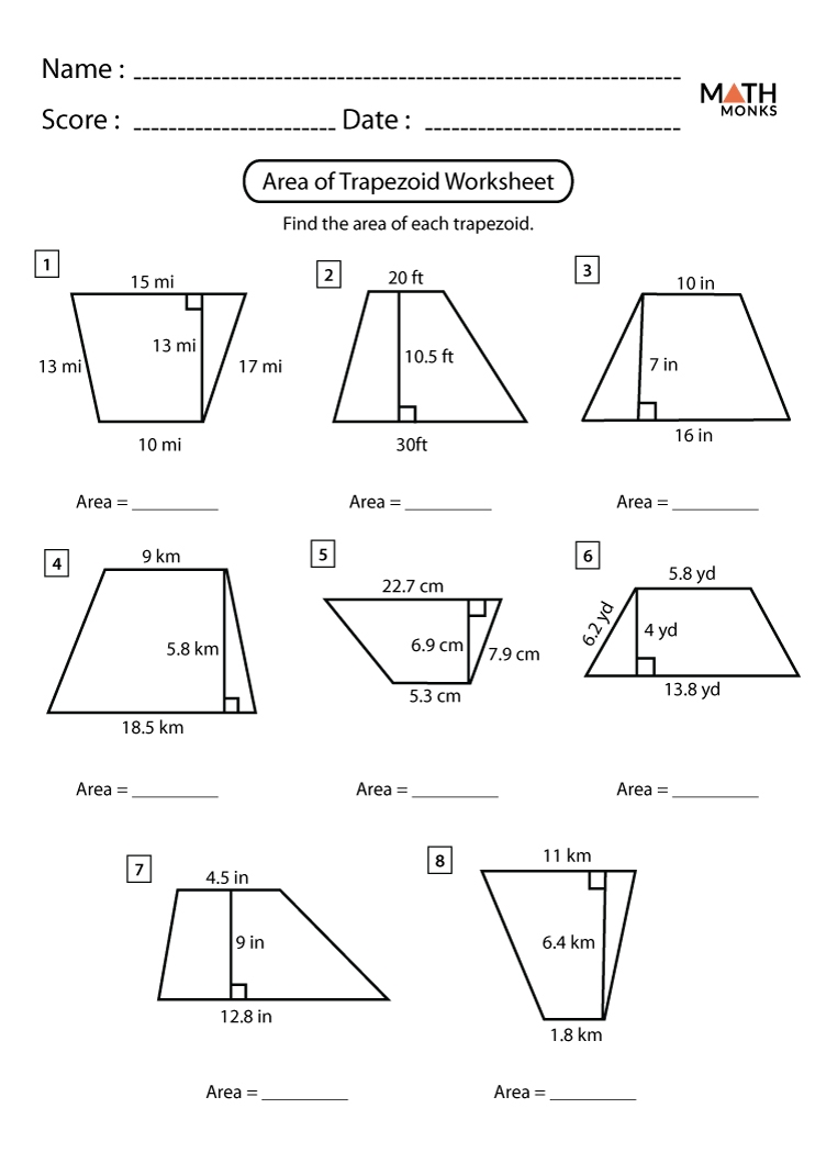 Trapezoid Worksheets Math Monks