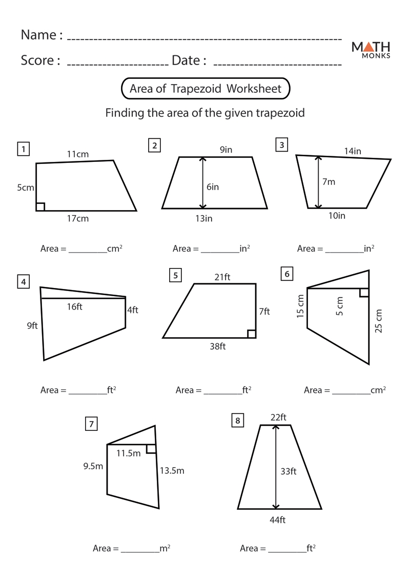 Trapezoid Worksheets Math Monks