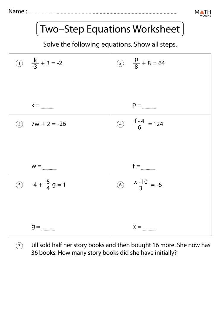 Two Step Equations Worksheet Pdf Owhentheyanks