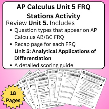 Unit 5 Analyzing Derivatives Free Response FRQ Stations AP Calc 