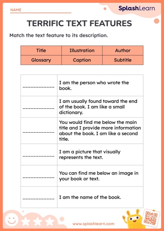 Using Text Features Worksheets Free Printable SplashLearn