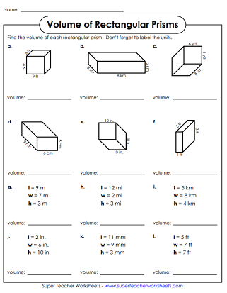 Volume Of A Rectangular Prism Worksheet