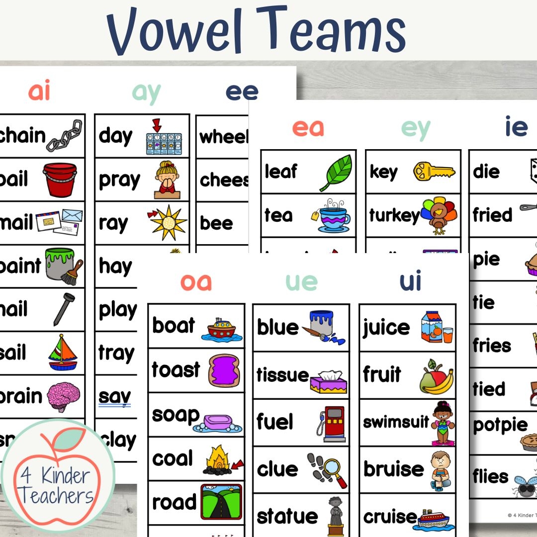 Vowel Teams Packet Letters Pictures Words Worksheets Vowel Team