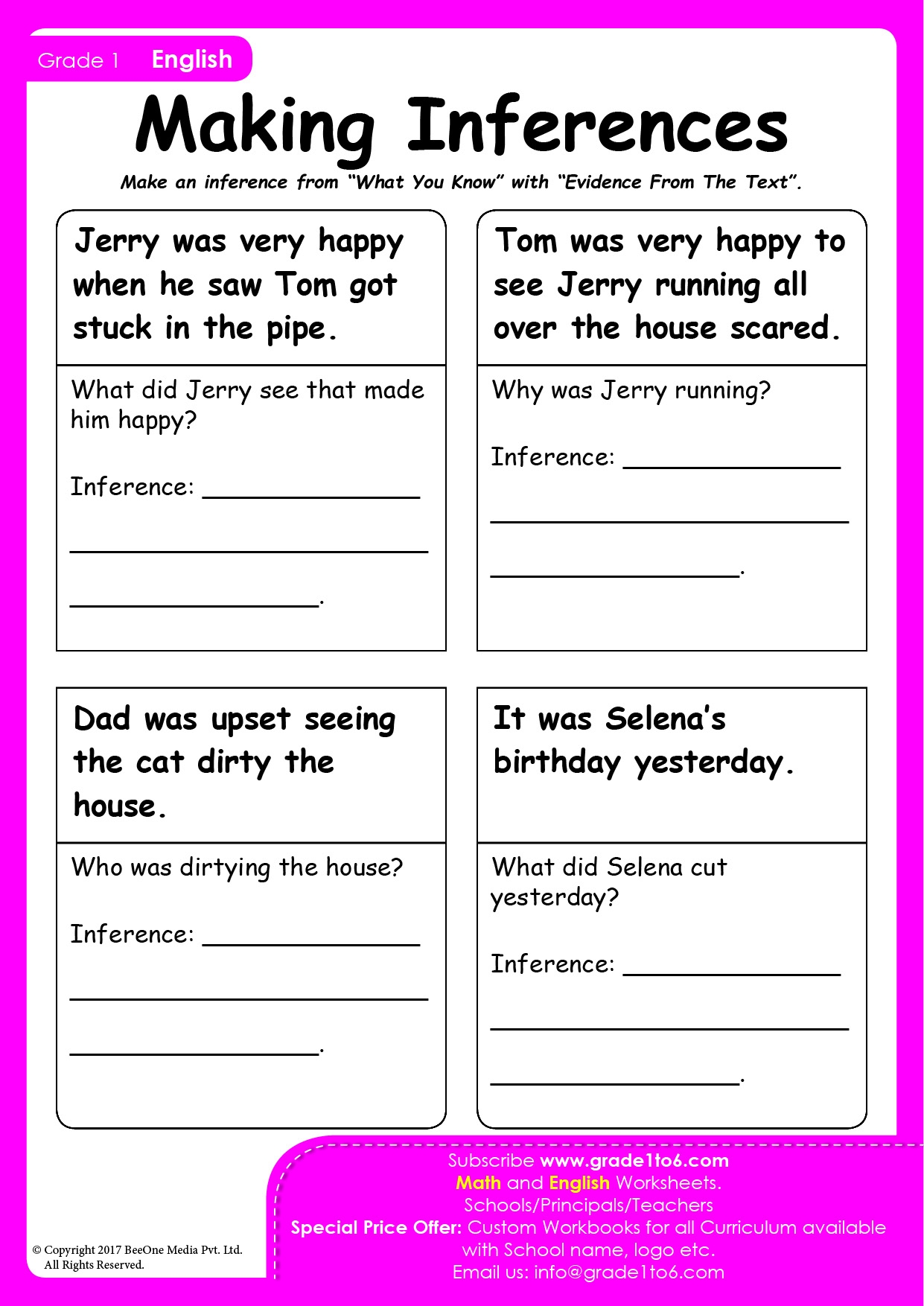 Worksheet Making Inferences With Pictures