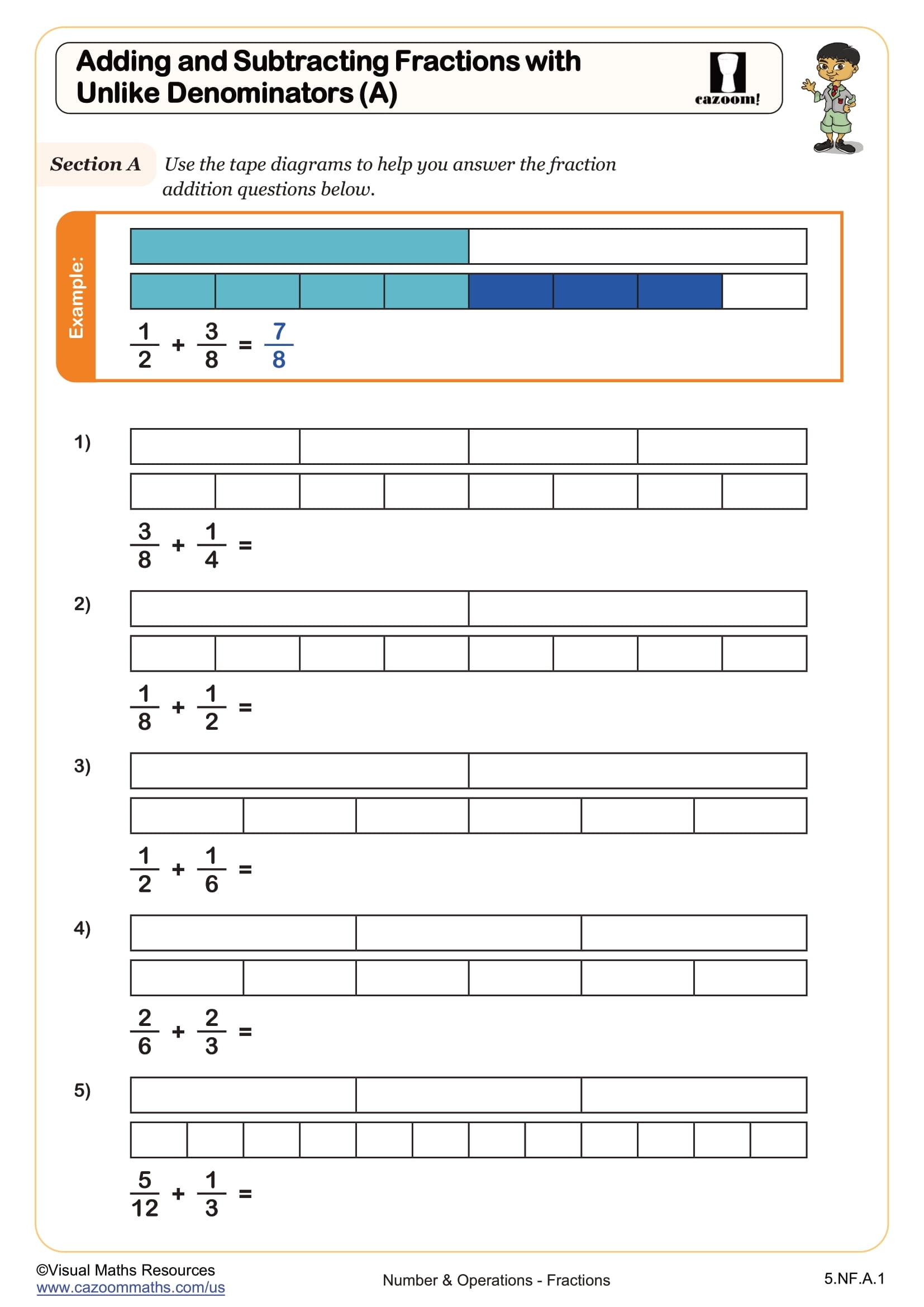 Worksheets On Adding And Subtracting Fractions Add And Subtract