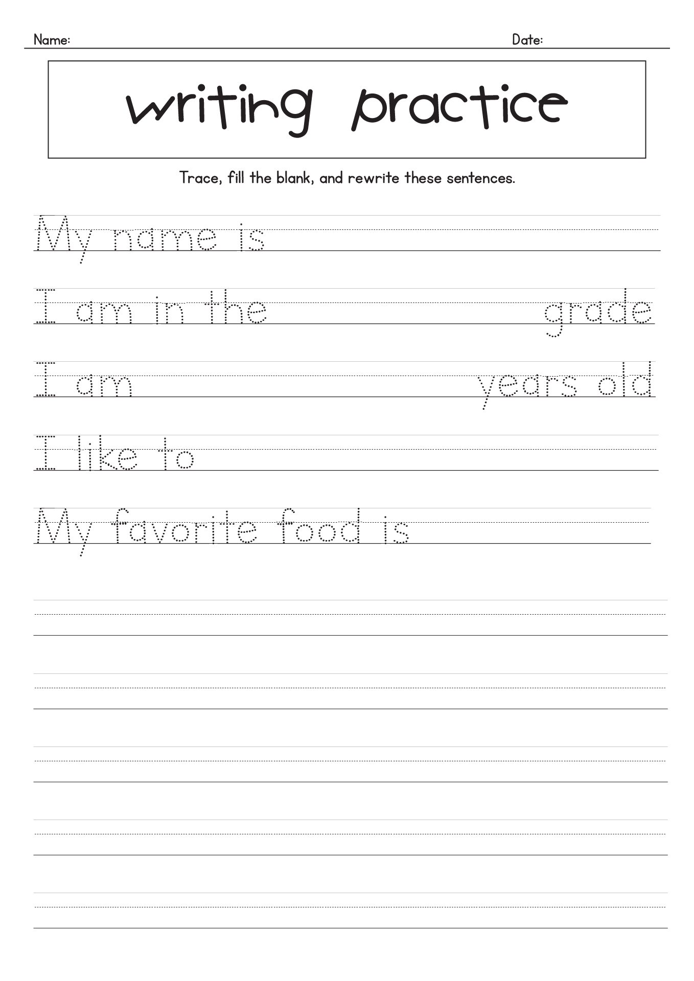 Writing Worksheet 1st Grade Kindergarten And First Grade Writing