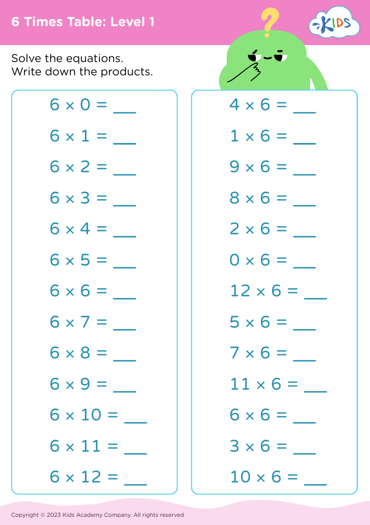 X6 Practice Worksheets Free 6 Times Table Worksheets At