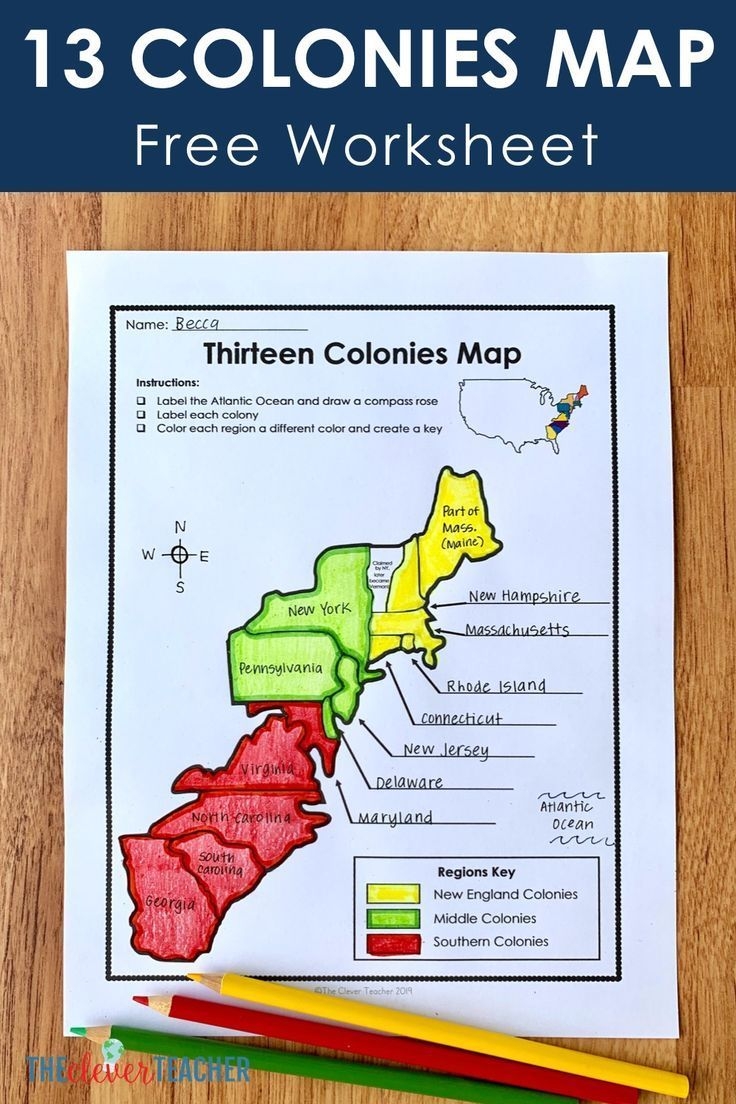 13 Colonies Blank Map Printable Educational Printable Activities
