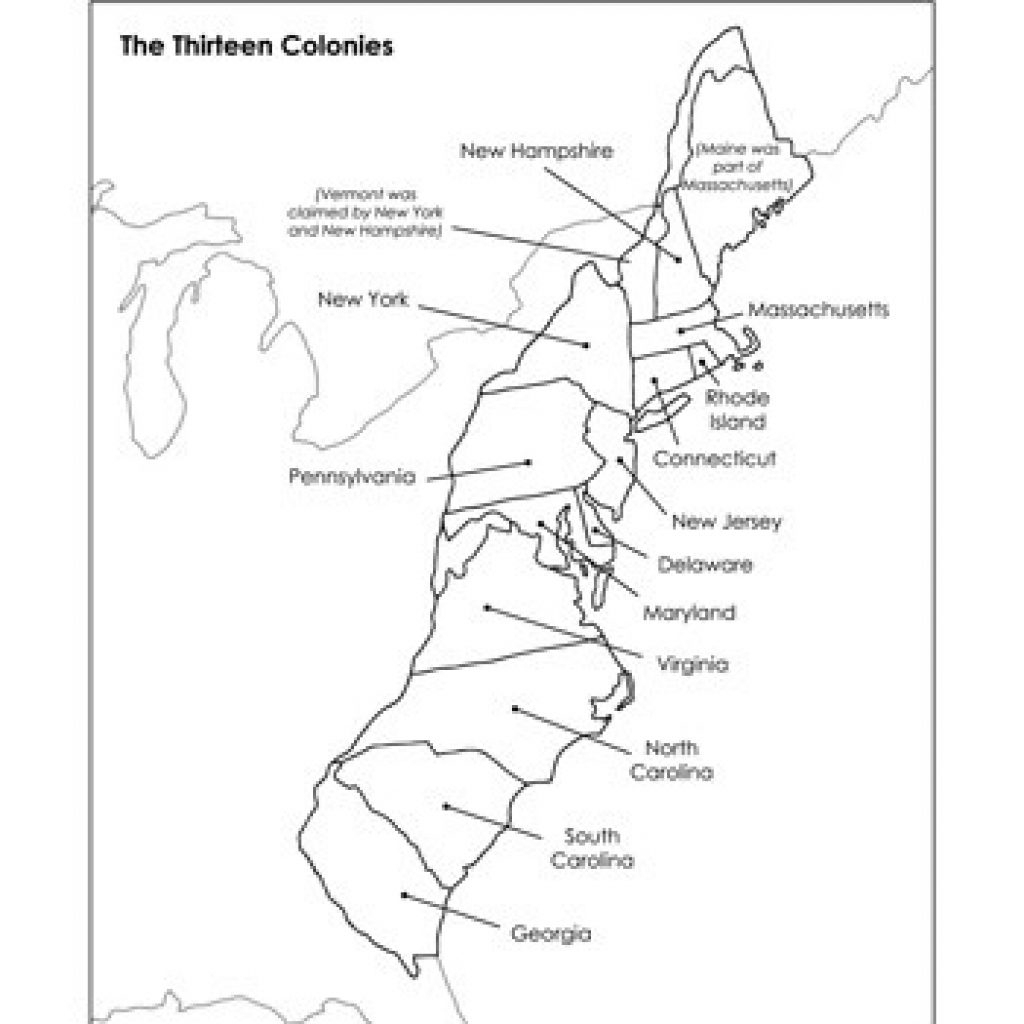 13 Colonies Map Blank Printable Printable Word Searches