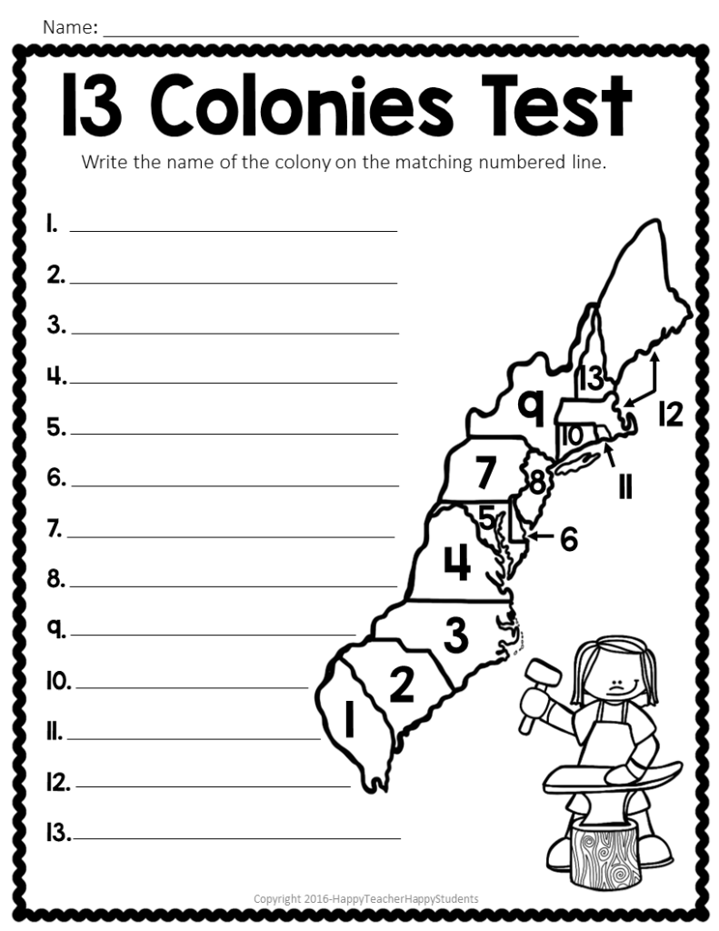 13 Colonies Map Quiz 13 Colonies Map Worksheet Blank 13 Colonies Map 