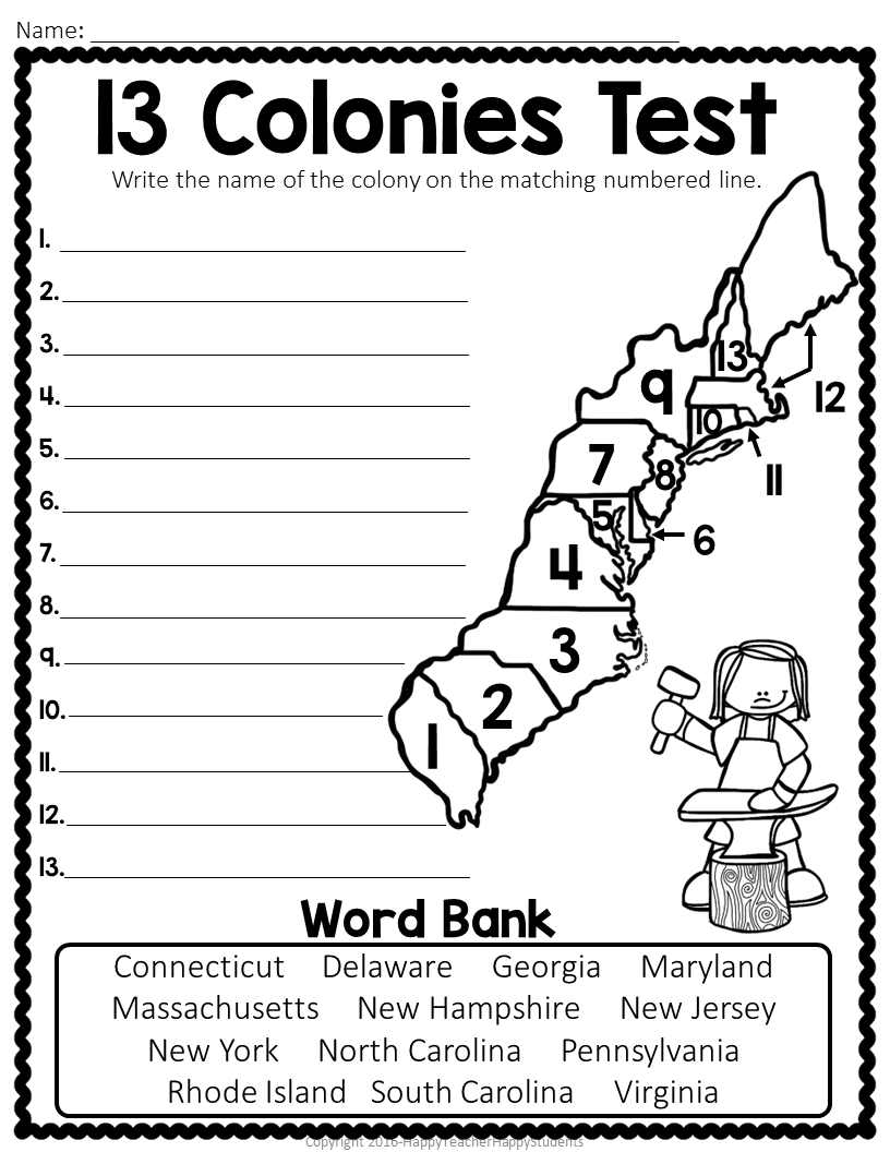 13 Colonies Map Quiz 13 Colonies Map Worksheet Blank 13 Colonies Map 