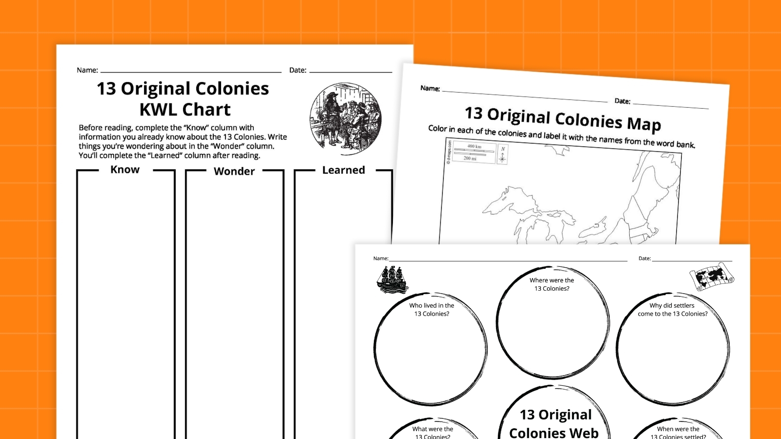 13 Original Colonies Map Bundle Free Printable Worksheets Jelettay