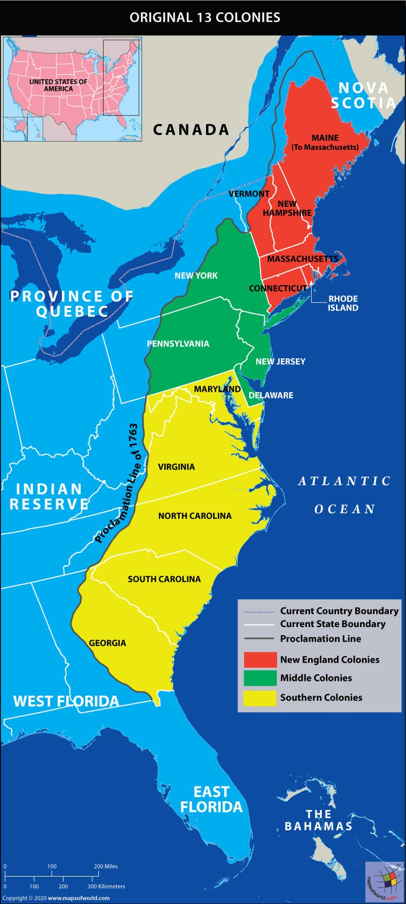 13 Original Colonies Printable Map