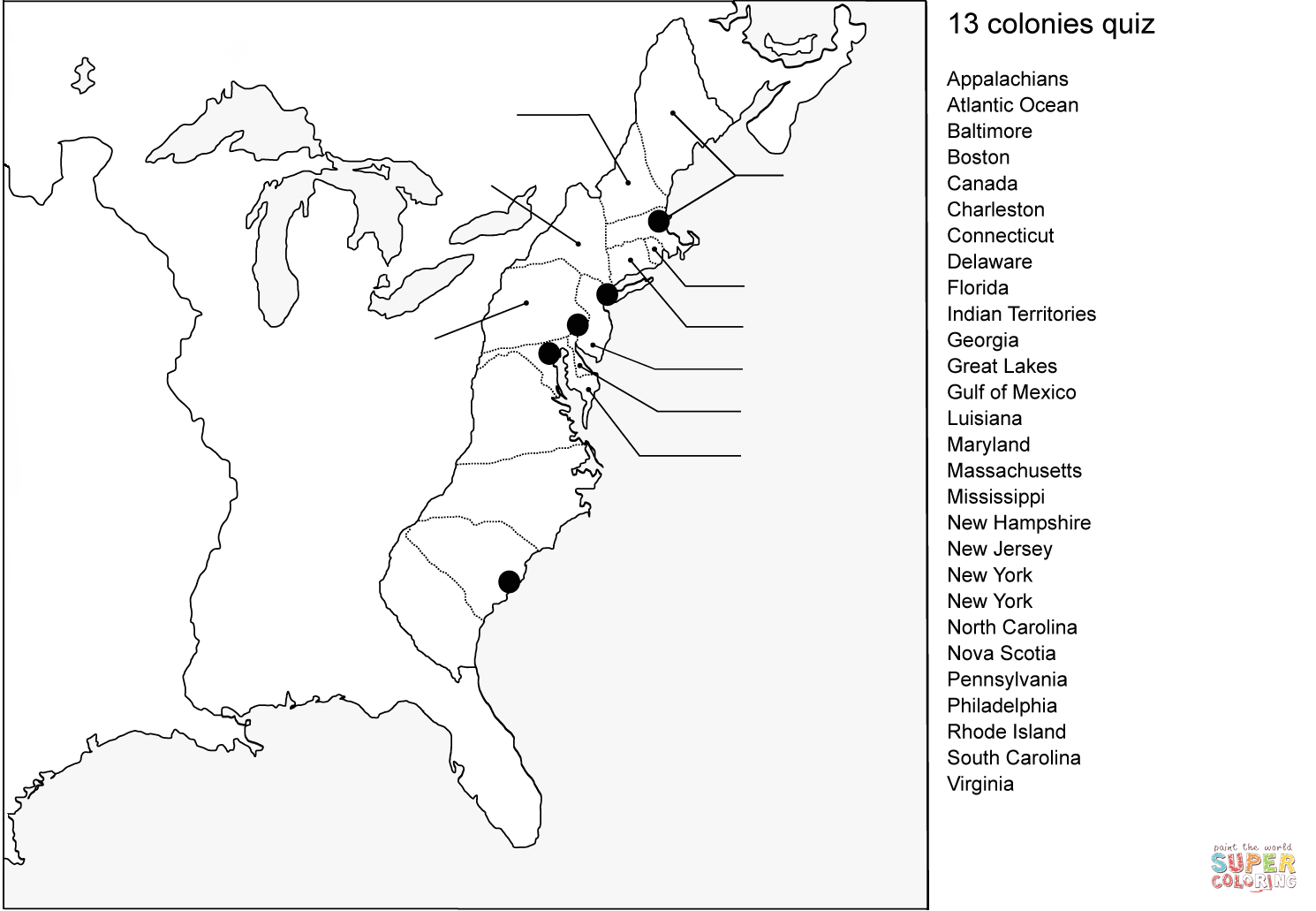 13 Original Colonies Printable Map Free Printable Templates