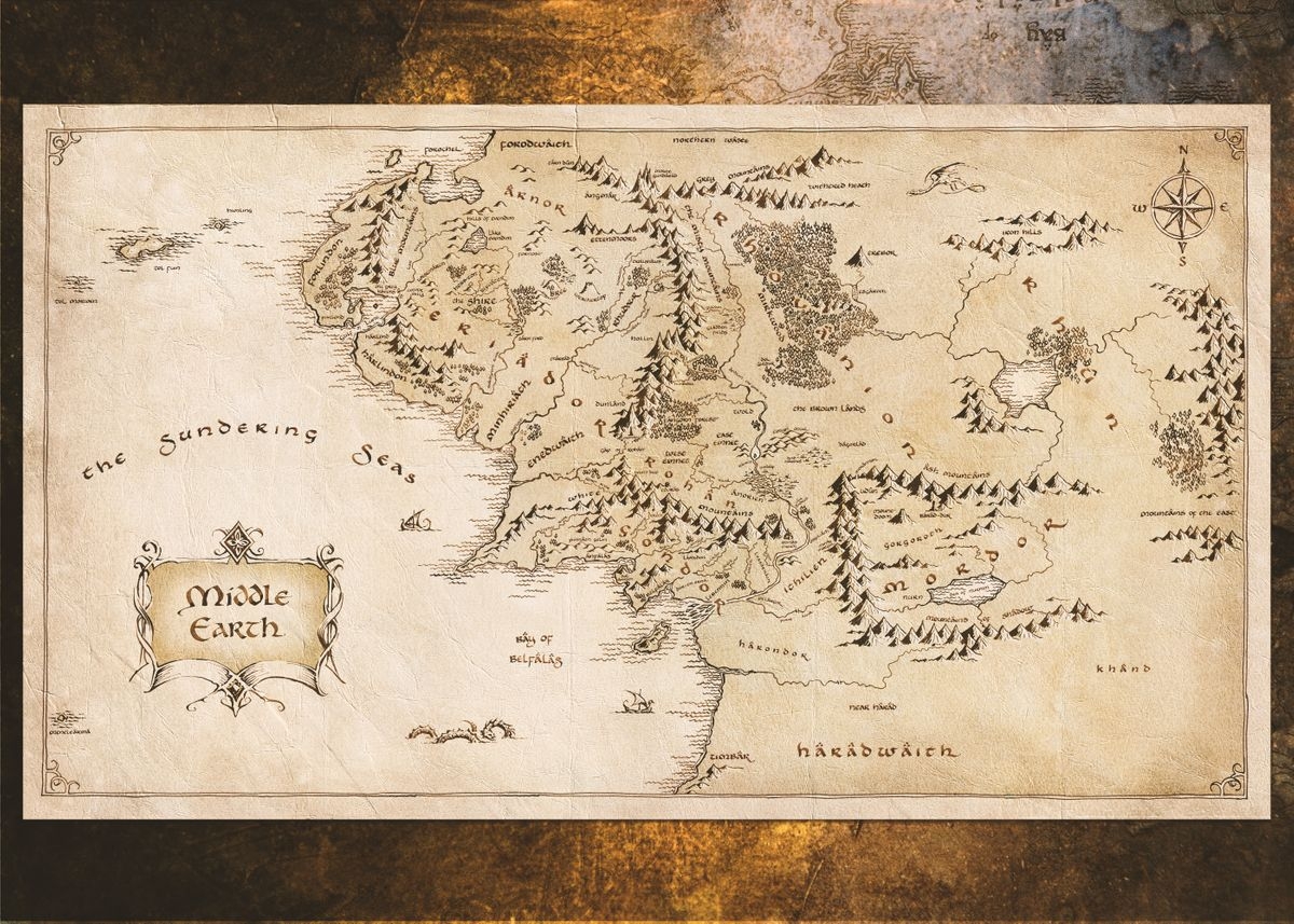  39 Middle Earth Map 39 Poster Picture Metal Print Paint By Middle Earth 