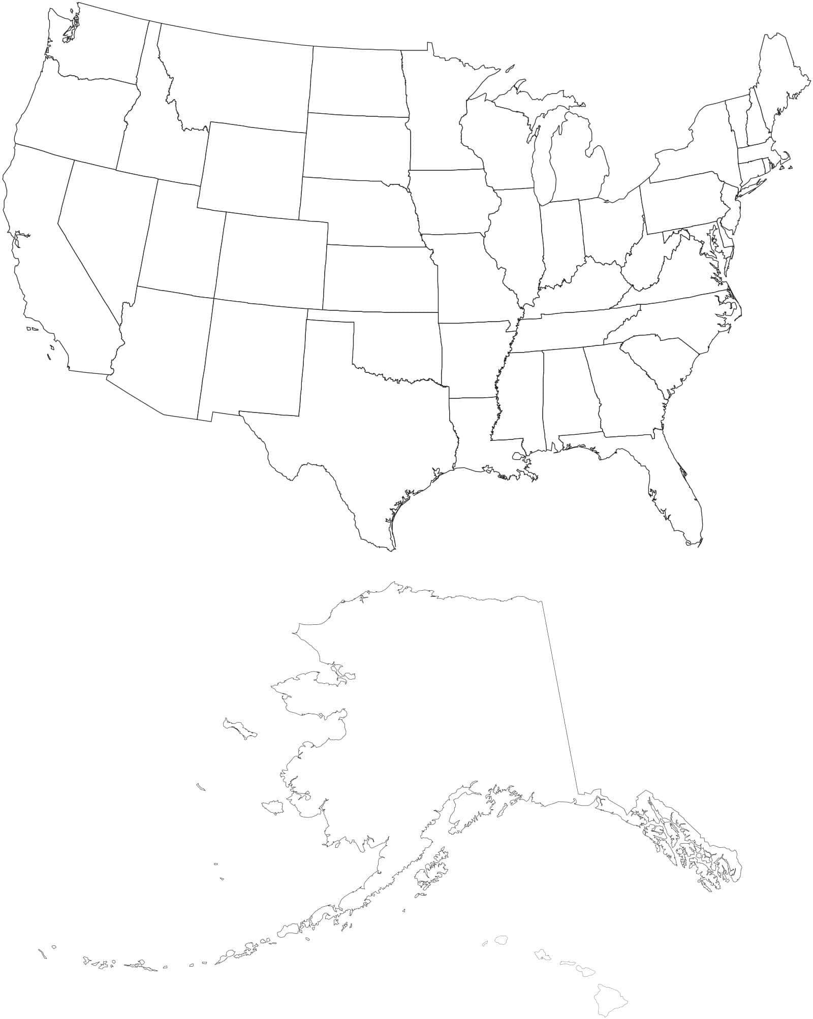 40 Free Printable Blank US Map Templates Editable PDF 