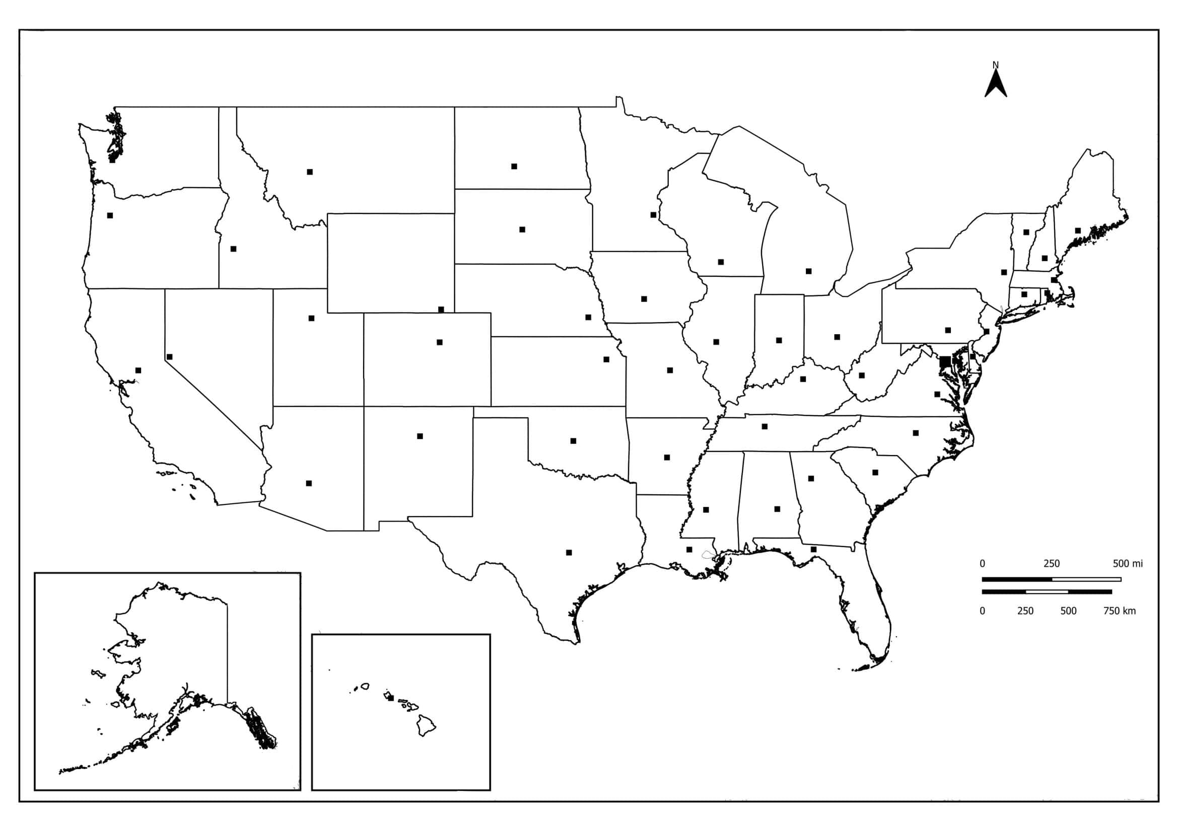 40 Free Printable Blank US Map Templates Editable PDF 