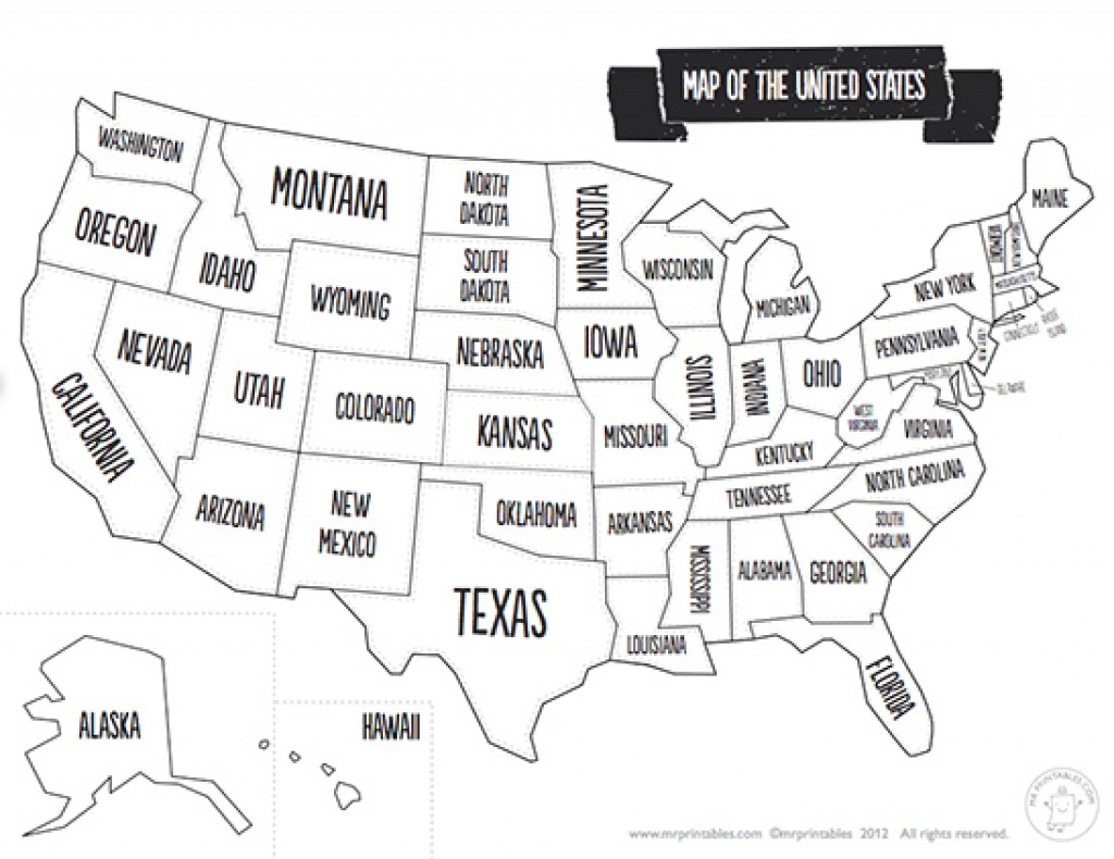 50 States Map Printable