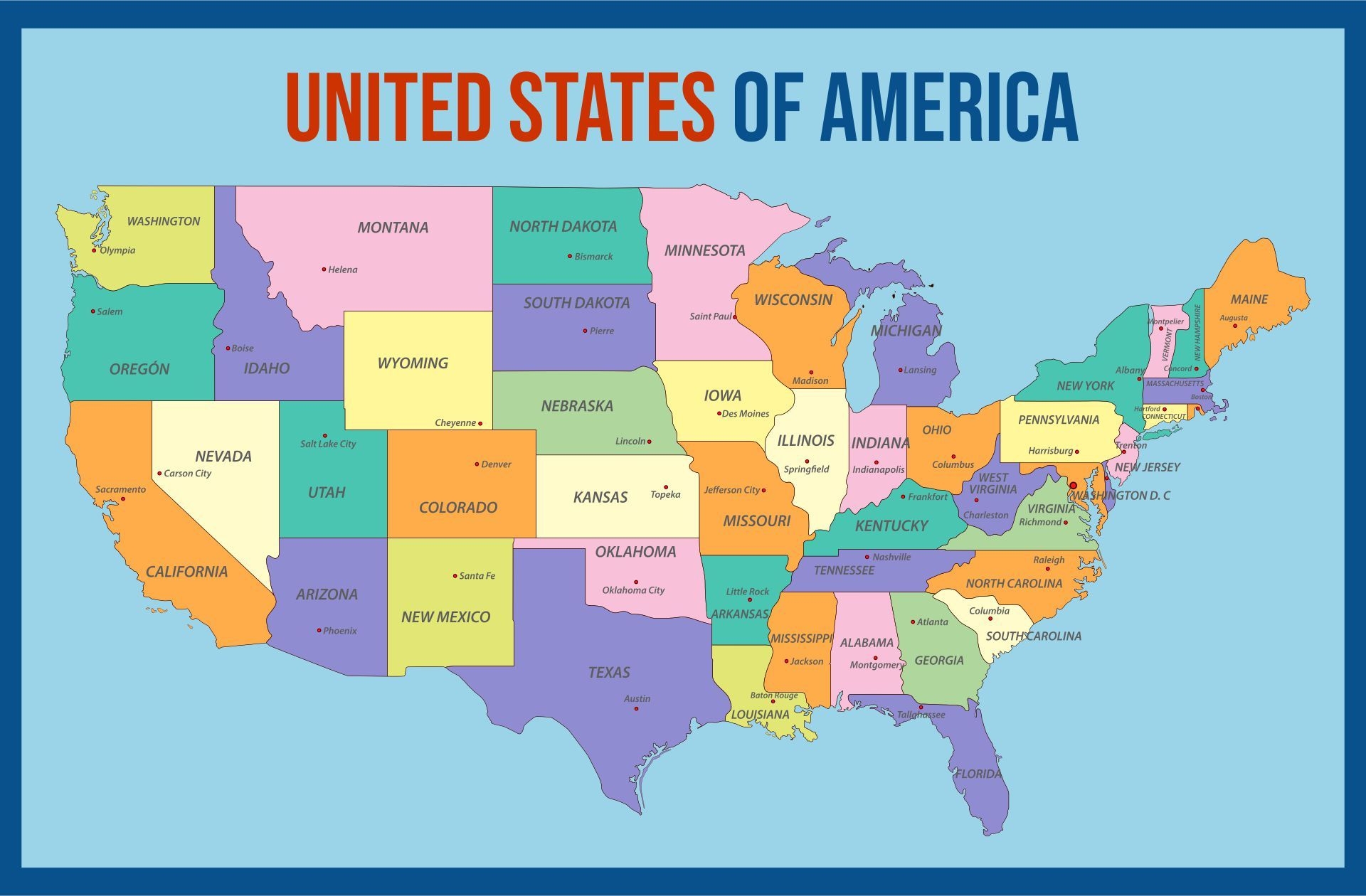 50 States Printable Map