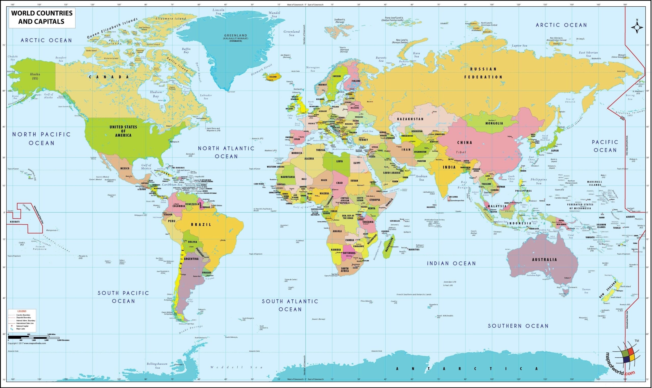 6 Outline Blank Printable World Map With Countries PDF 