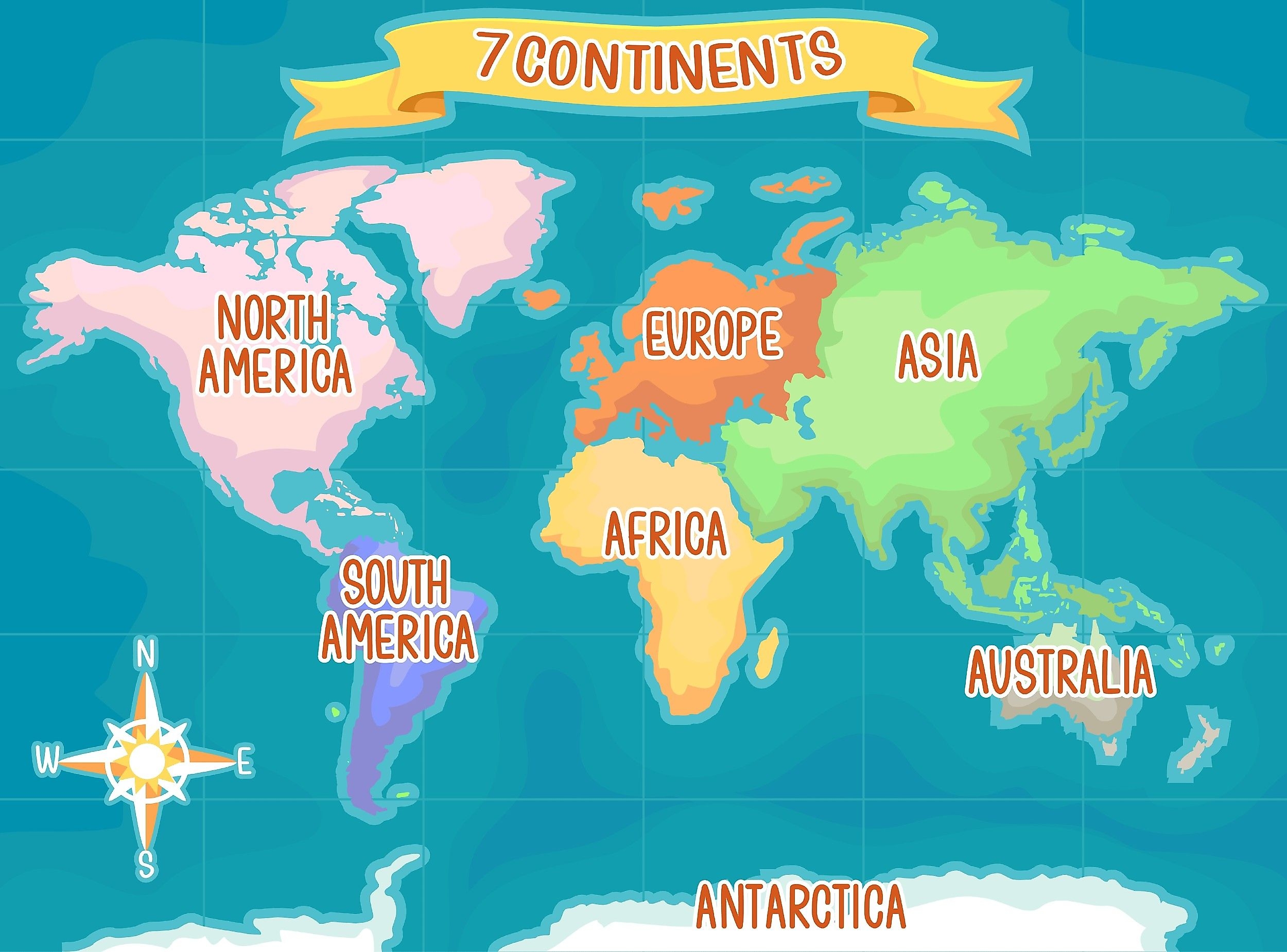7 Continents Map Printable