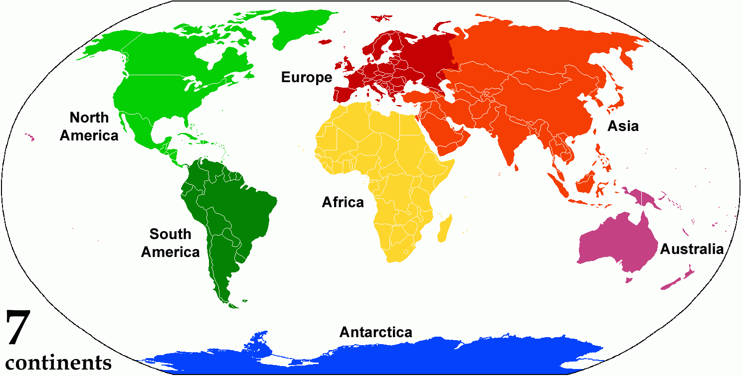 7 Continents Map Printable
