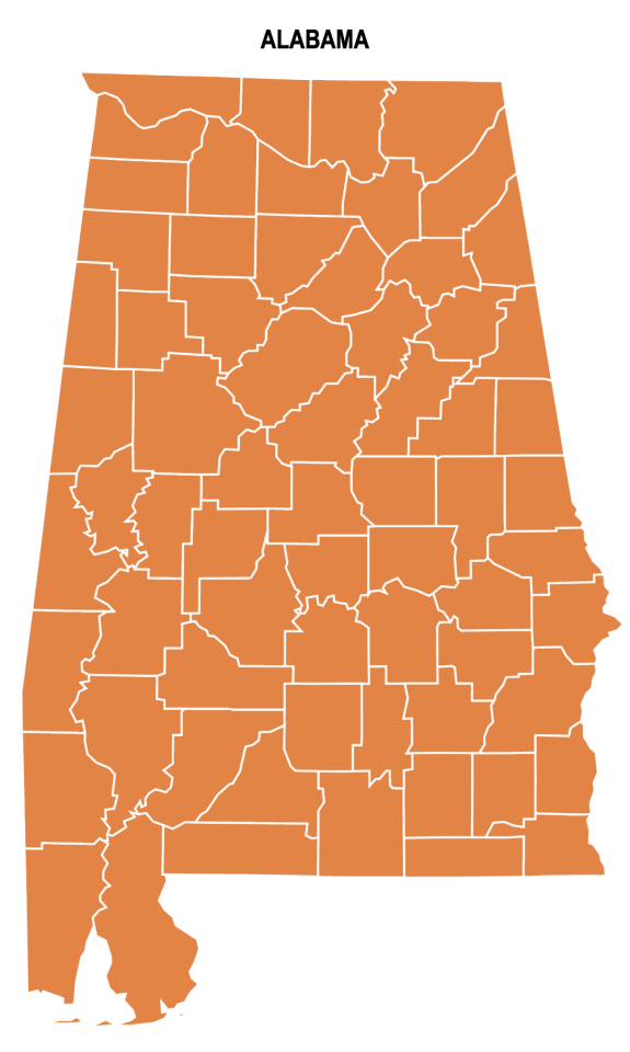 Alabama Counties Map Printable