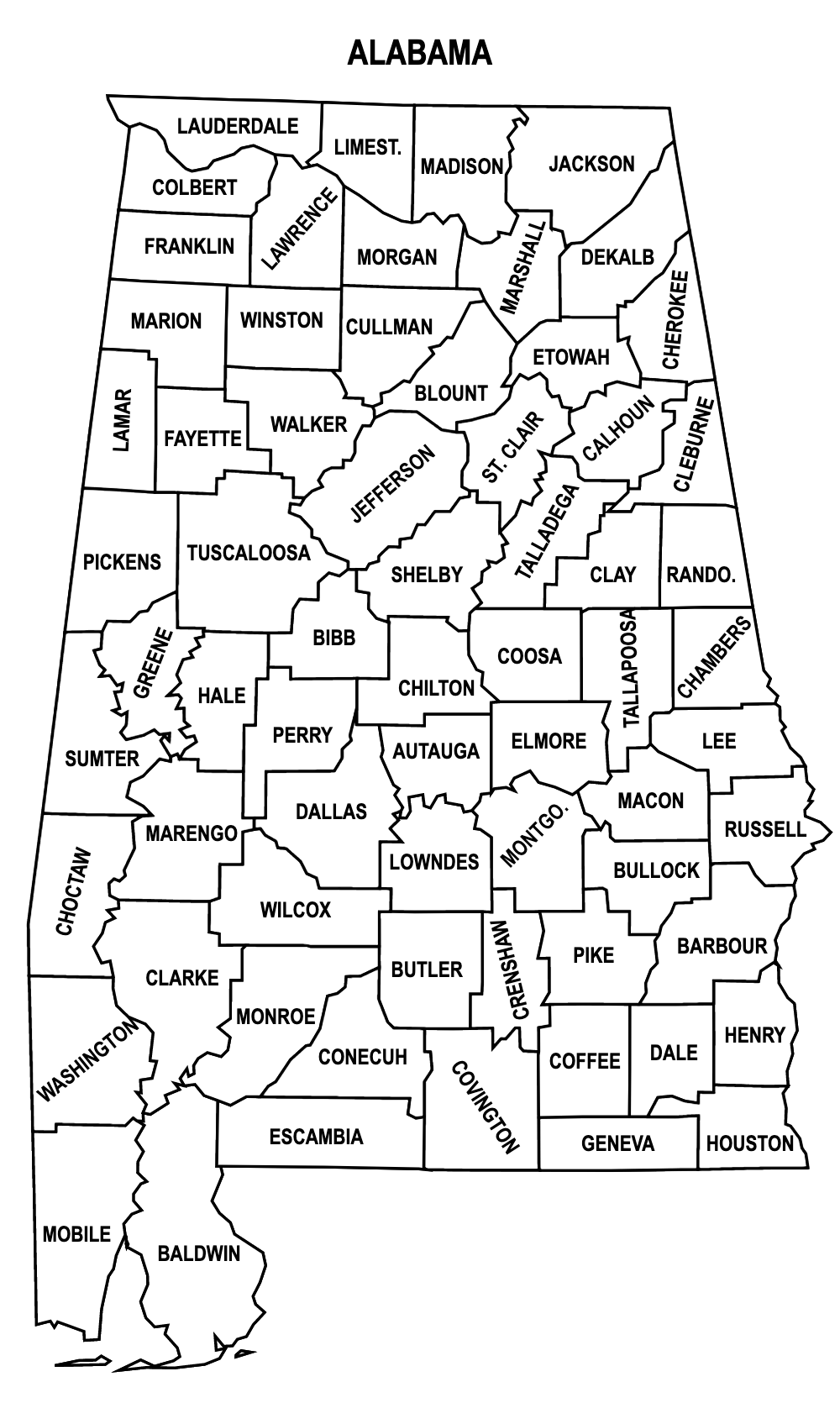 Alabama State Map Printable
