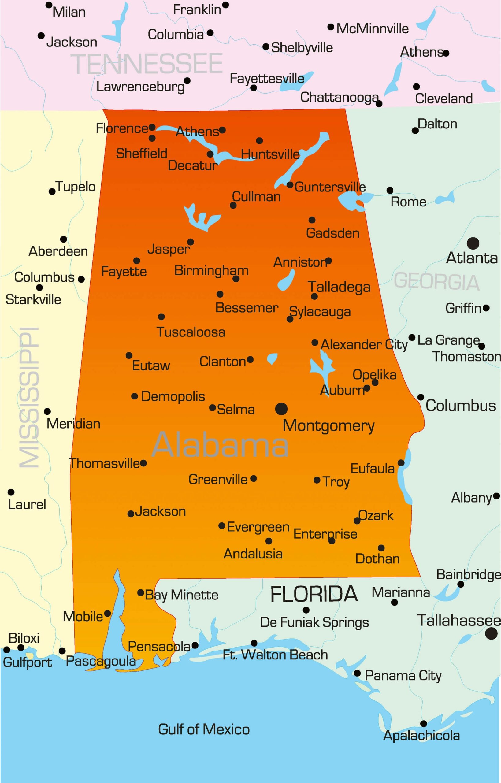 Alabama State Map Printable