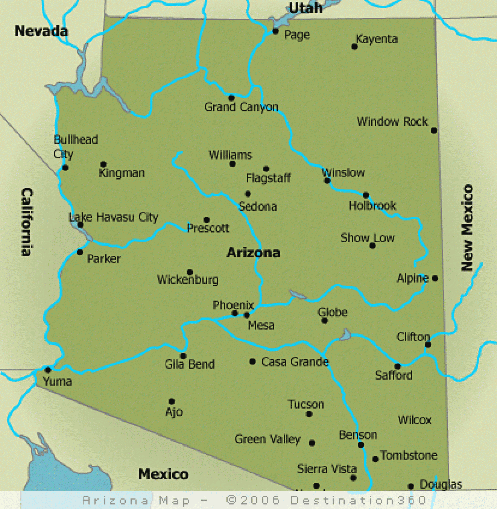 Arizona Map Arizona State Map Throughout Arizona State Map With Major 
