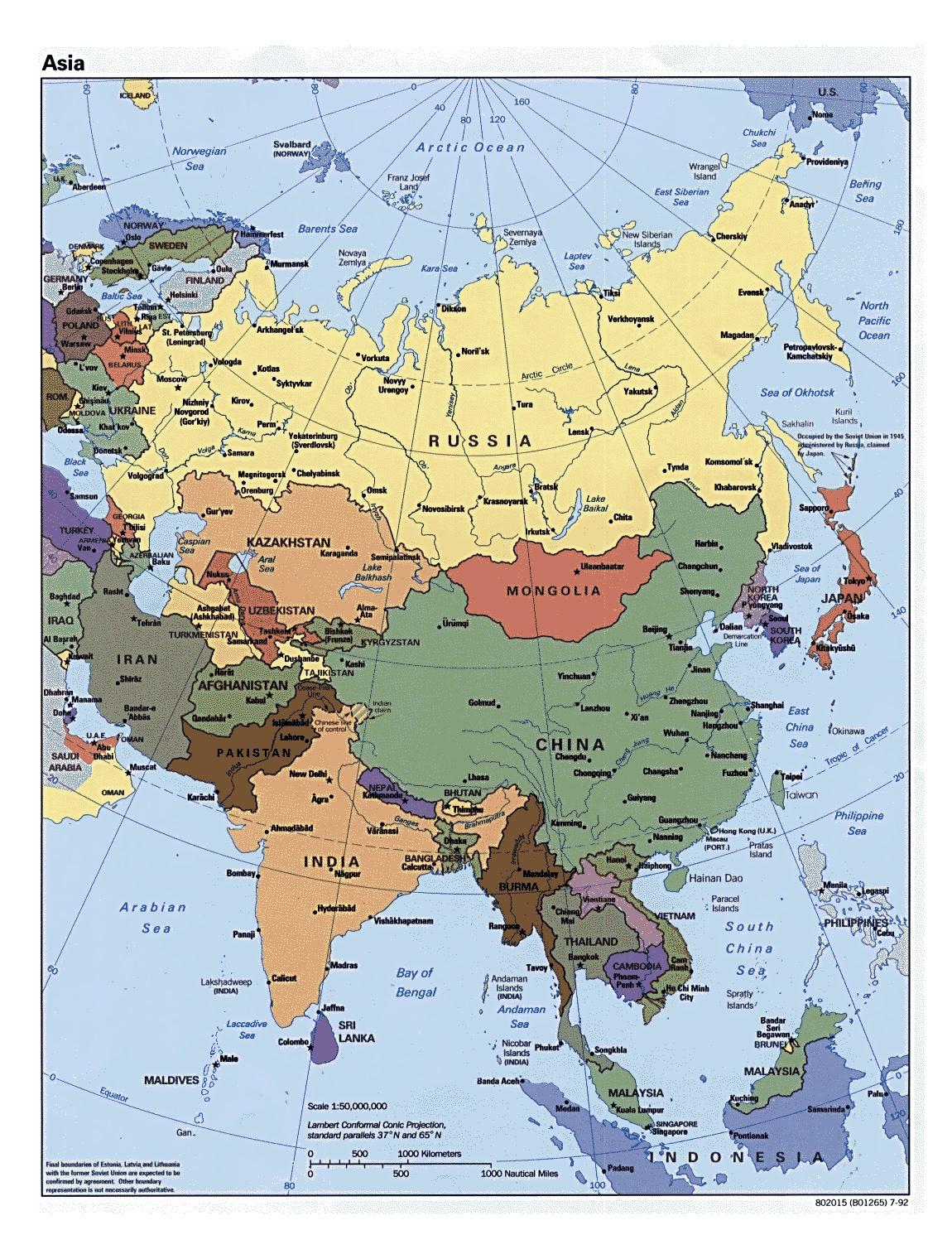 Asia Countries Map Printable