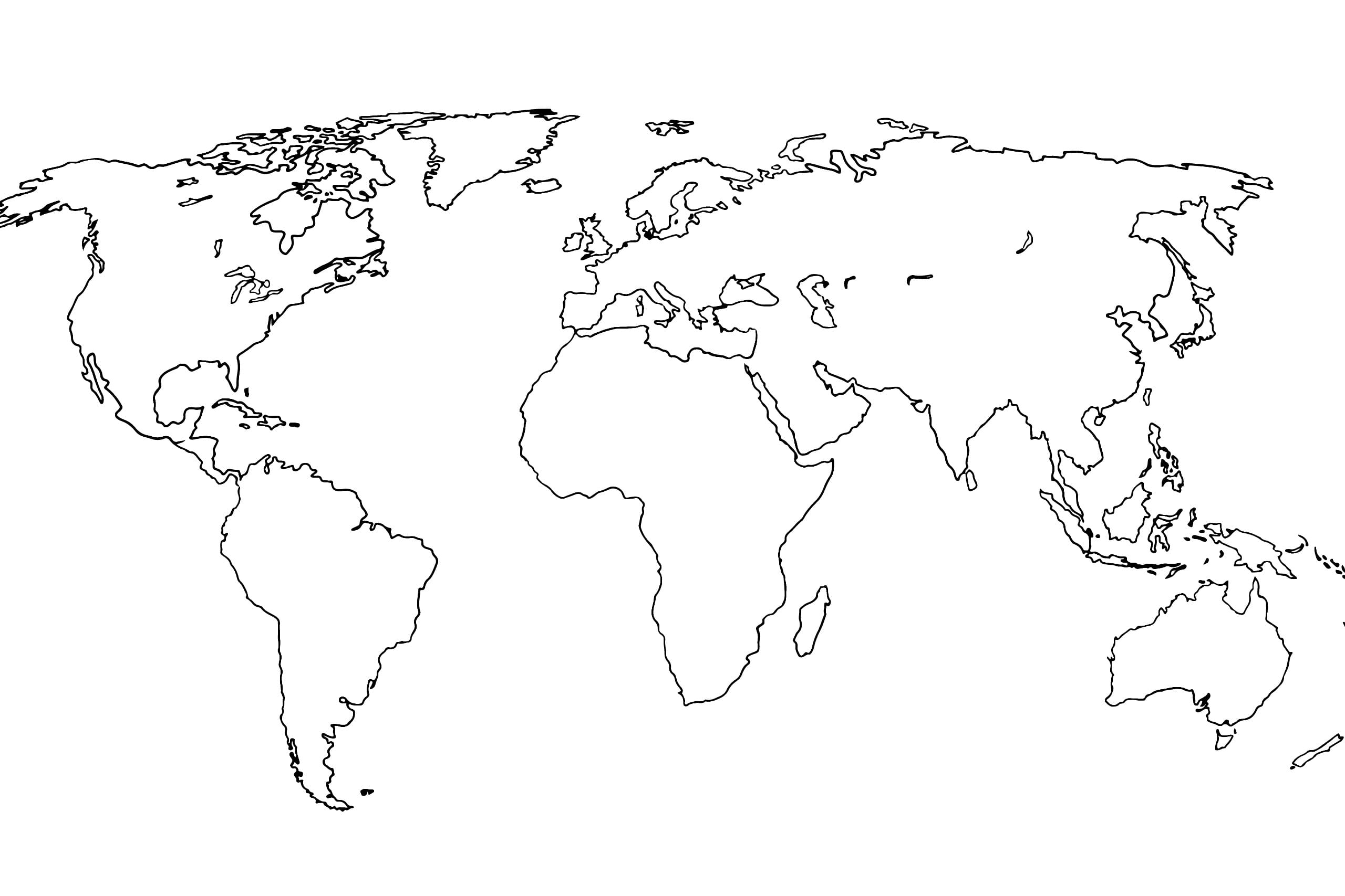Black And White World Map Printable