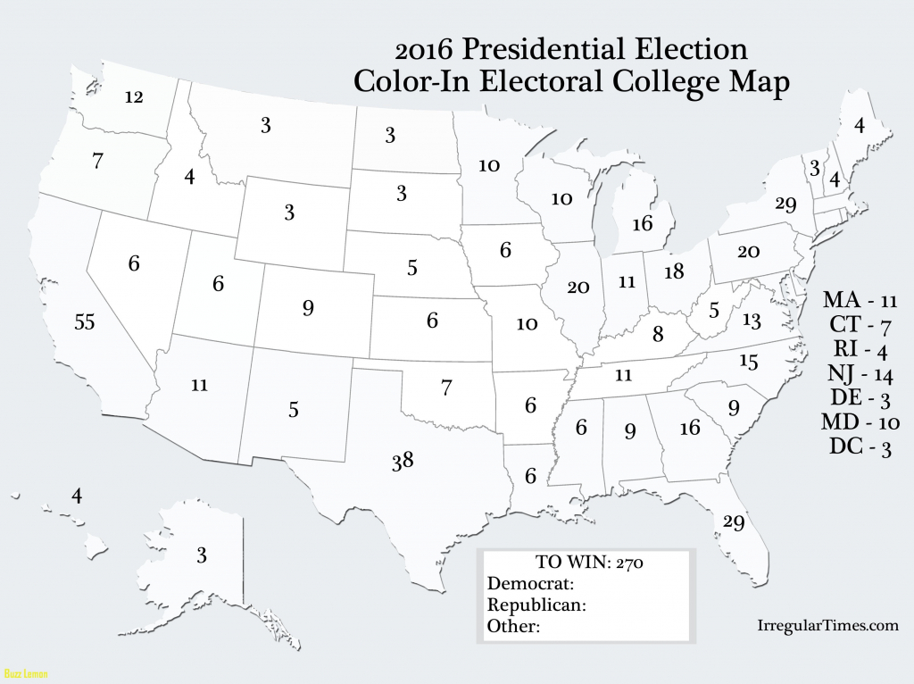 Blank Electoral College Map Printable