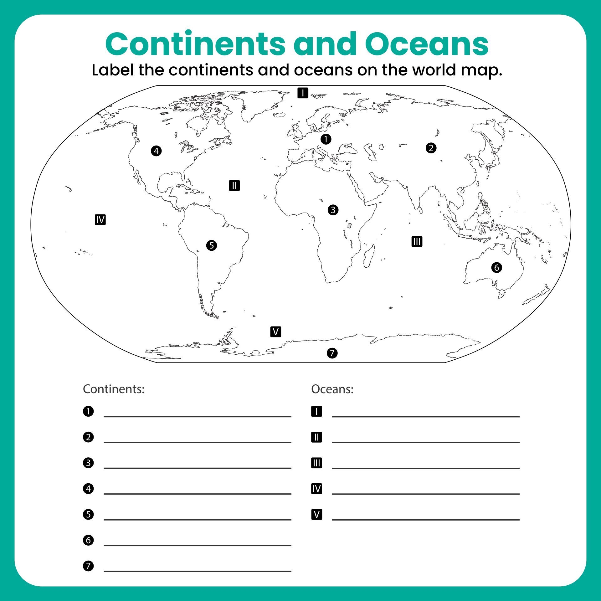 Blank Map Continents And Oceans Printable Printable Board Games