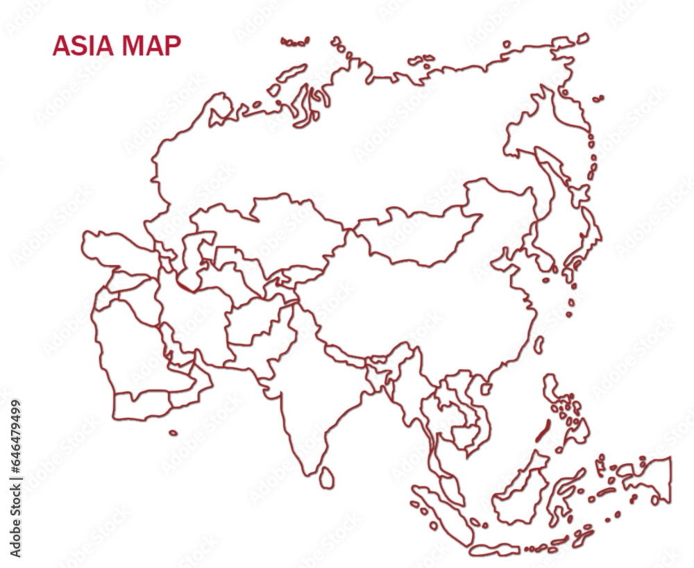 Blank Map Of Asia Printable Outline Map Of Asia Stock Vector Adobe Stock