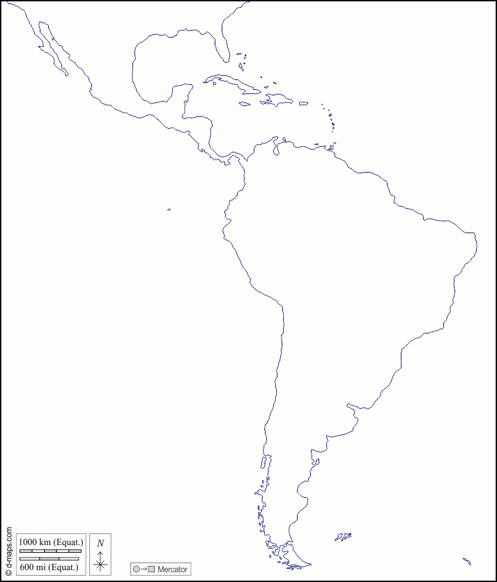 Blank Map Of Central And South America Printable
