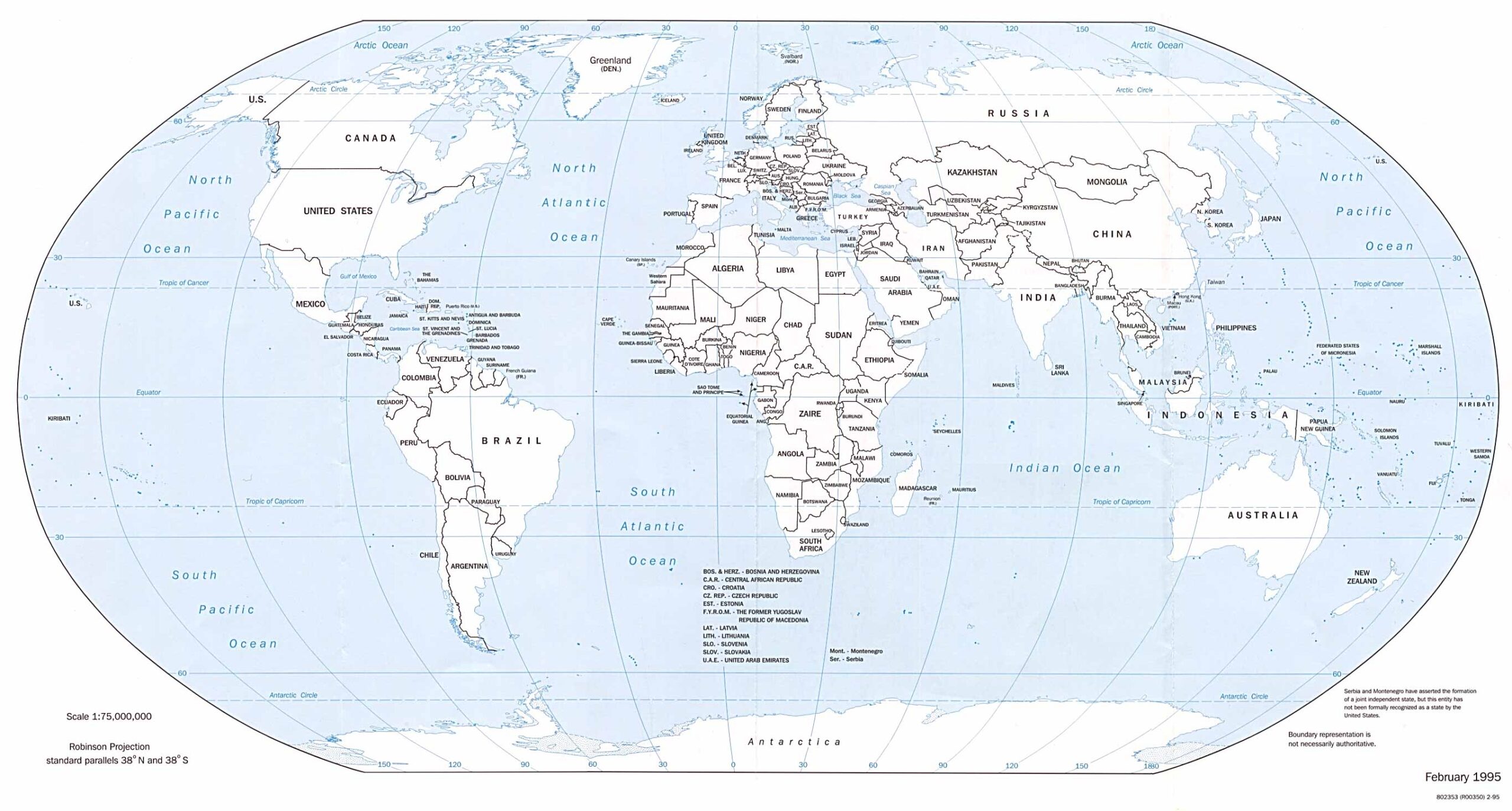 Blank Political World Map Printable