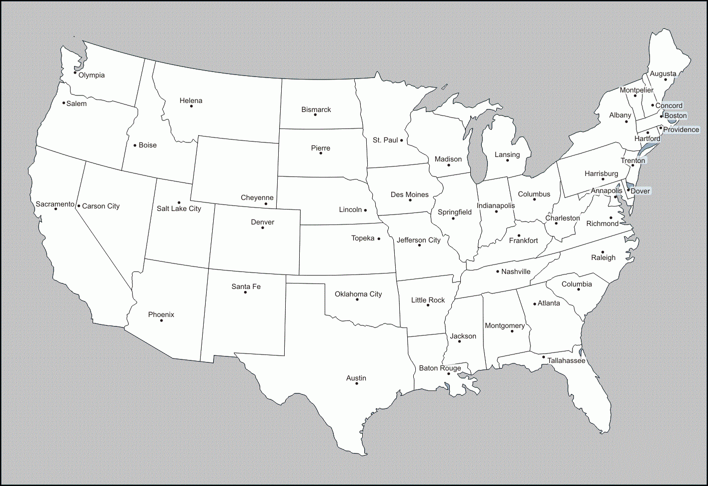 Blank State Map Of Usa Printable