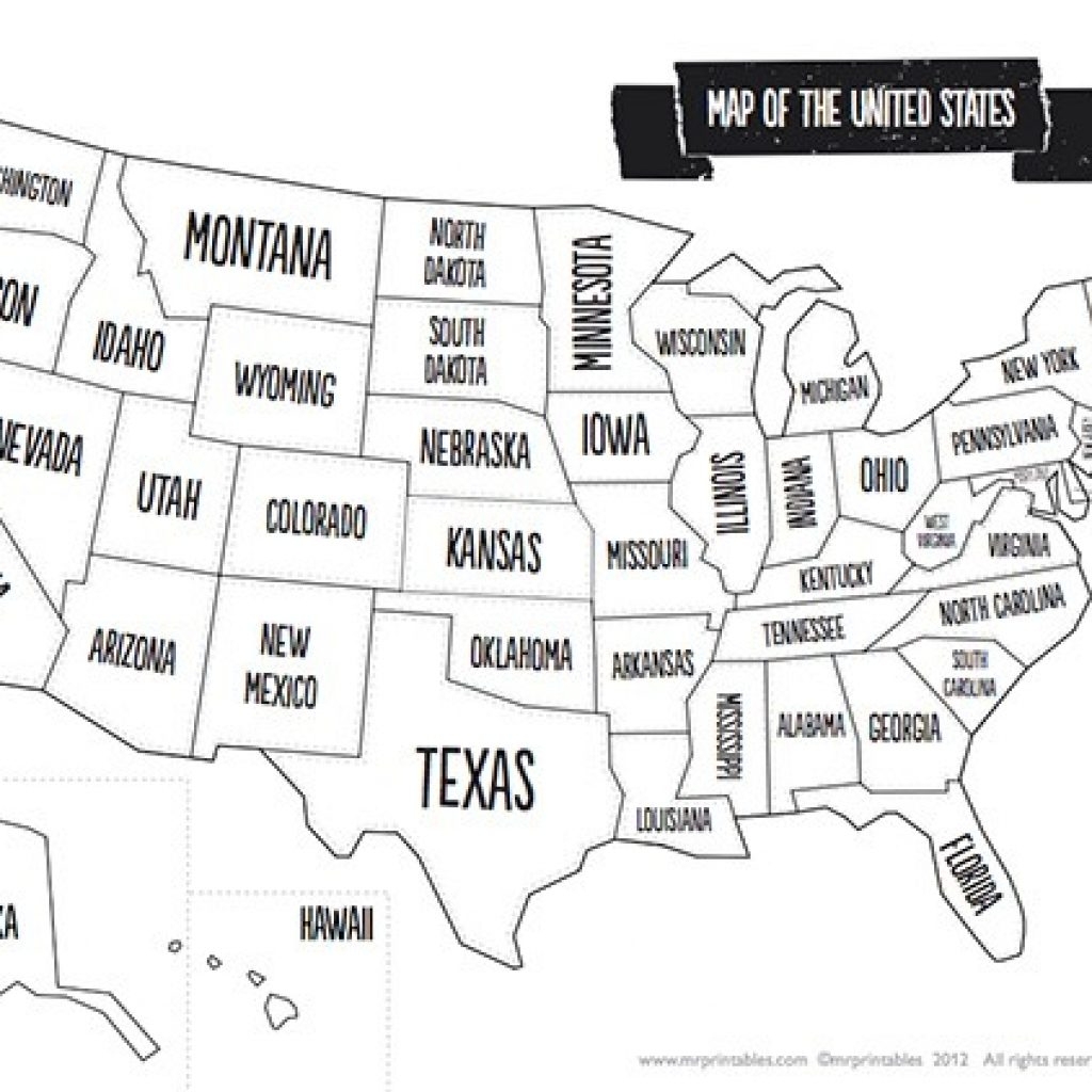 Blank Us Map With States Names Blank Us Map Name States Black White 
