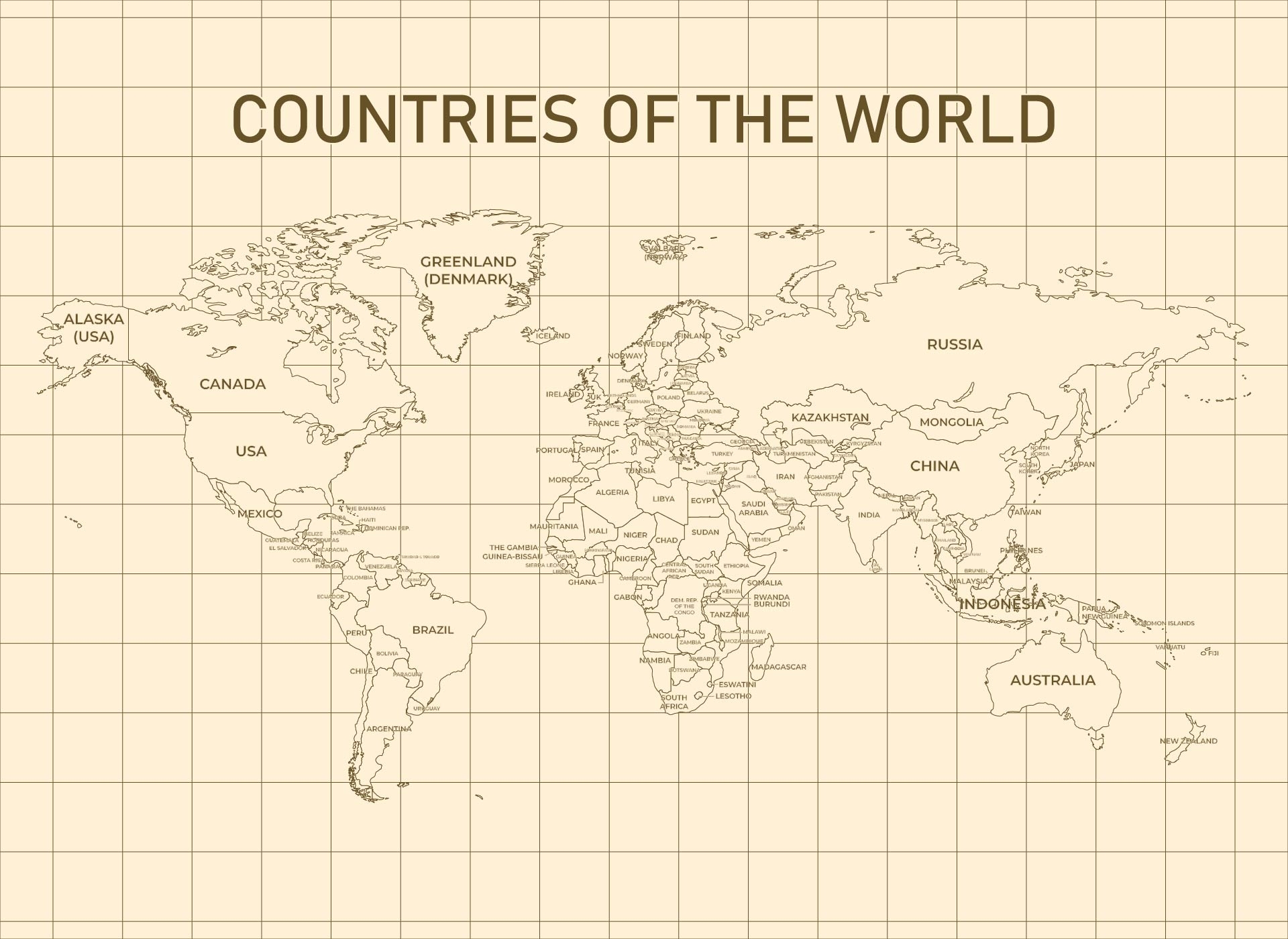 Blank World Map With Countries Printable
