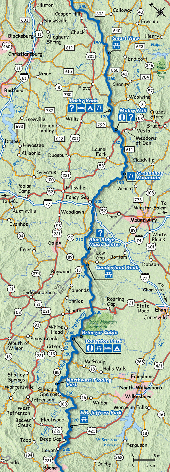 Blue Ridge Parkway Printable Map