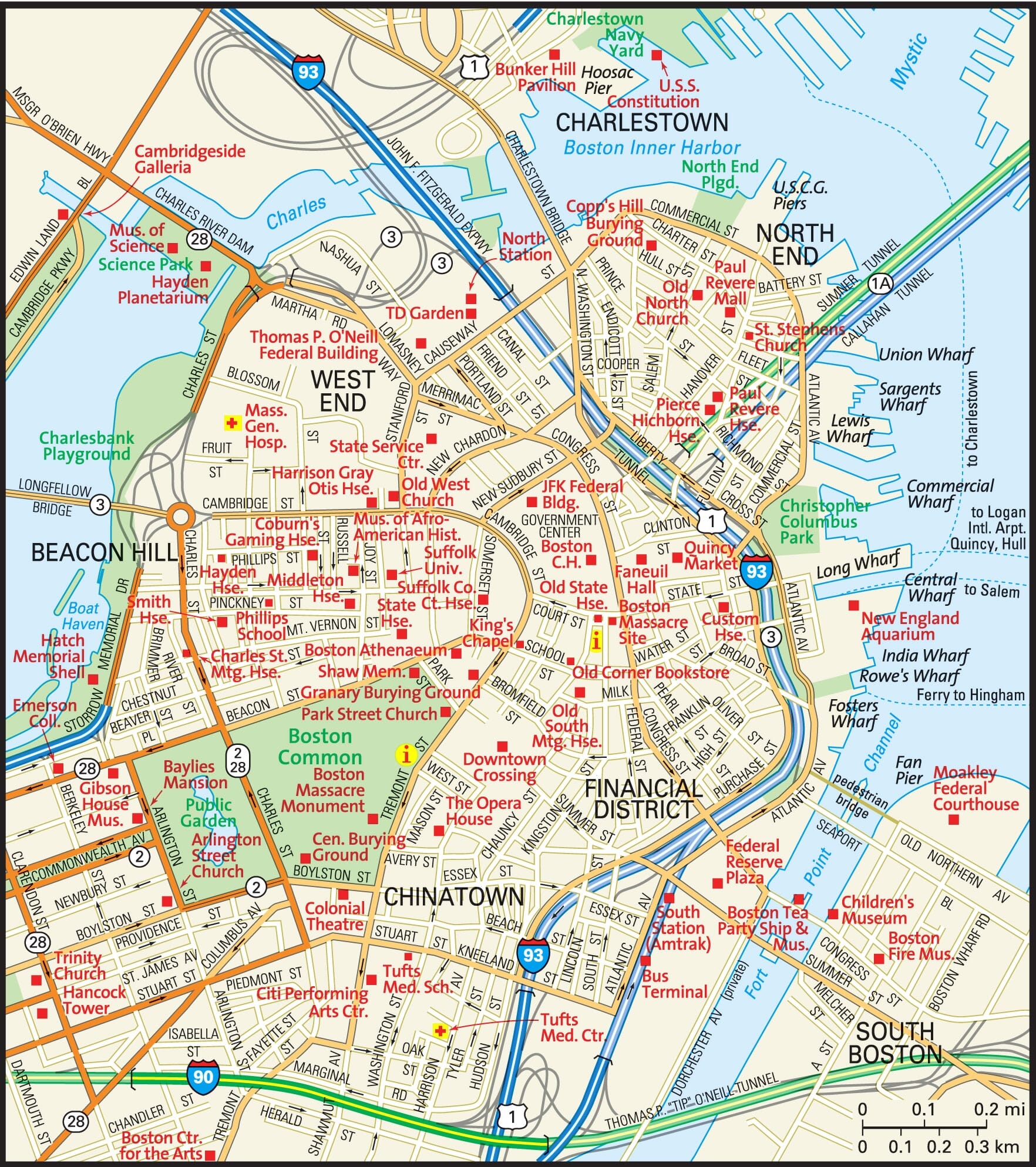 Boston Map Guide To Boston Massachusetts