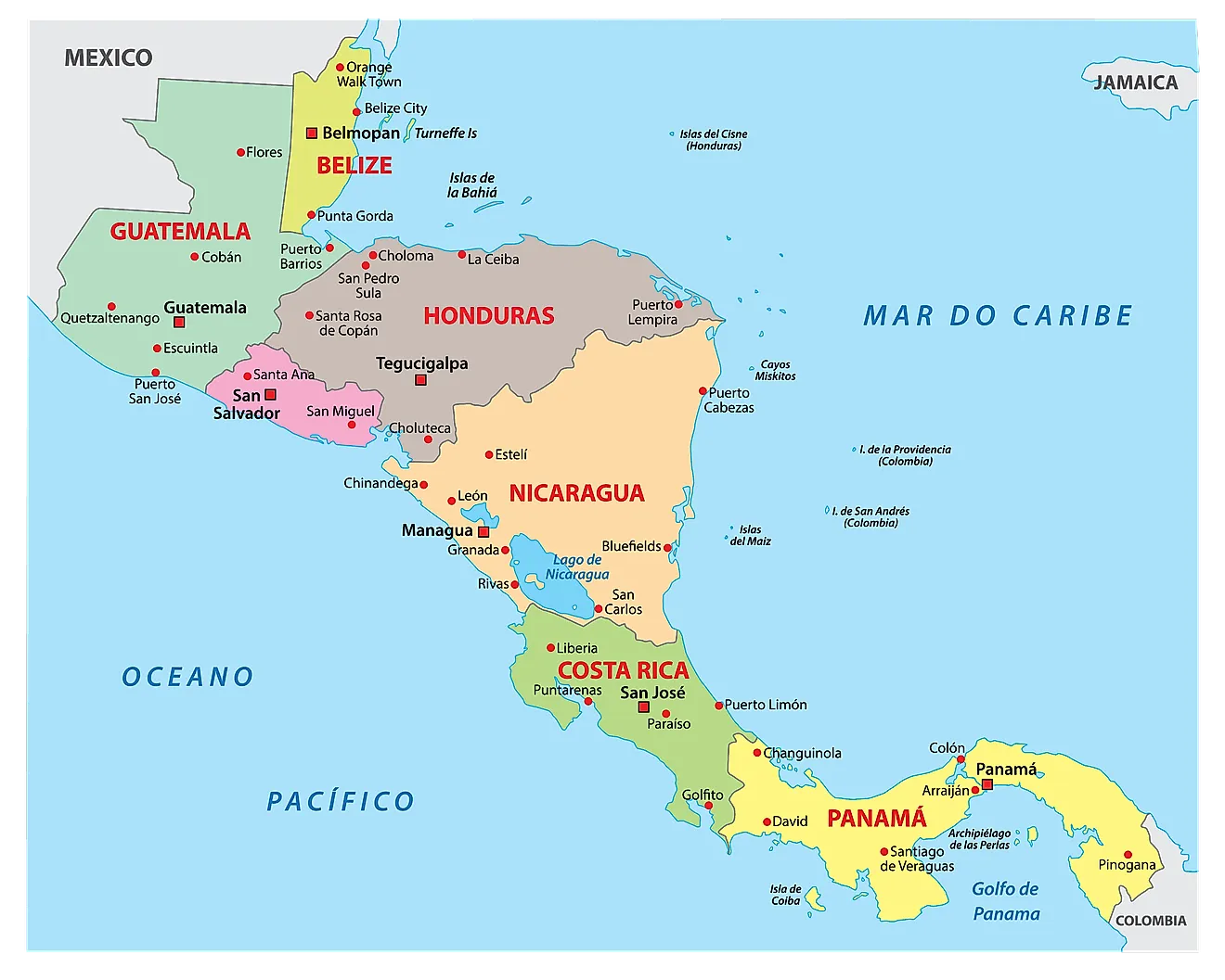 Central America Printable Map