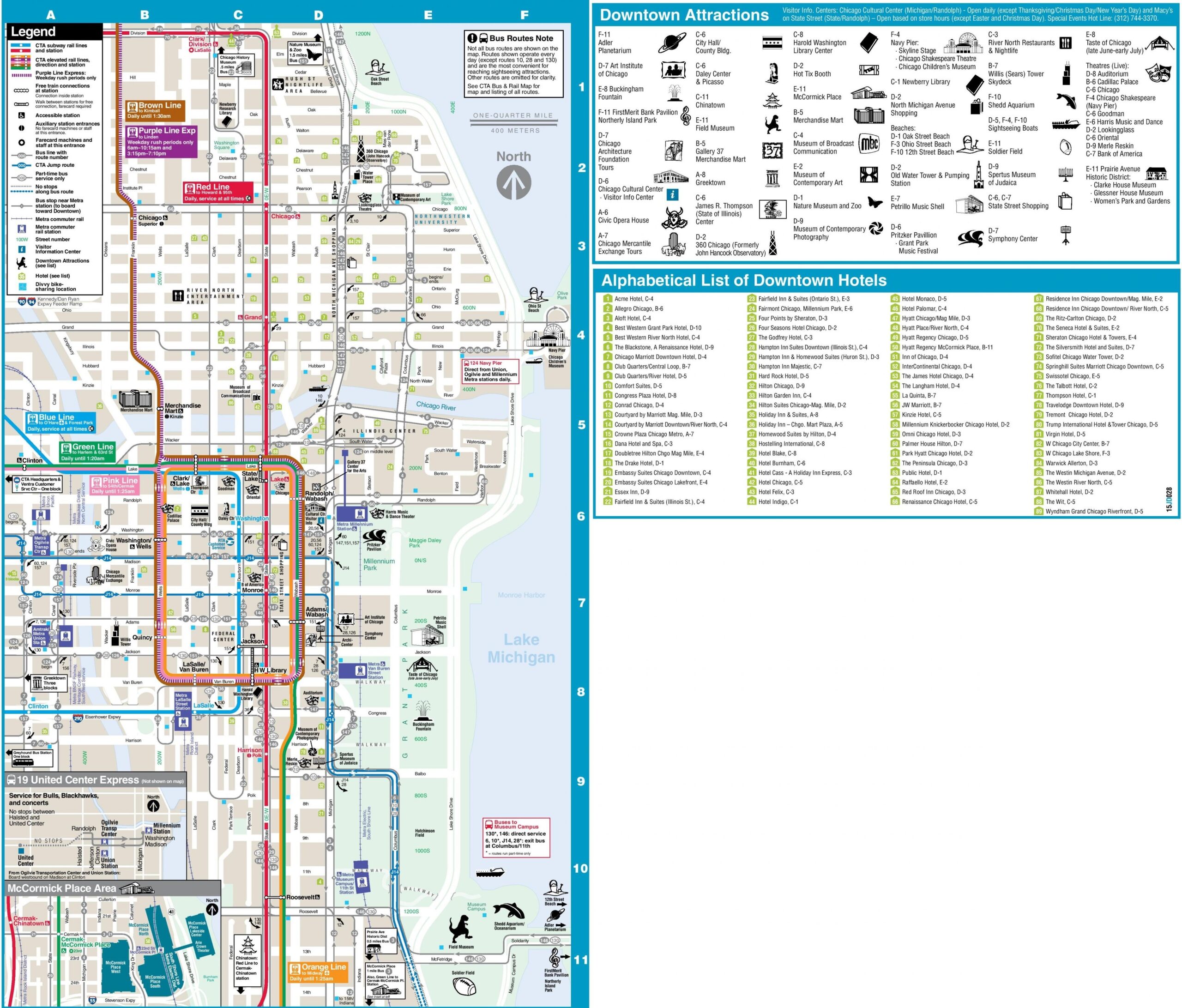 Chicago Downtown Attractions Map Printable