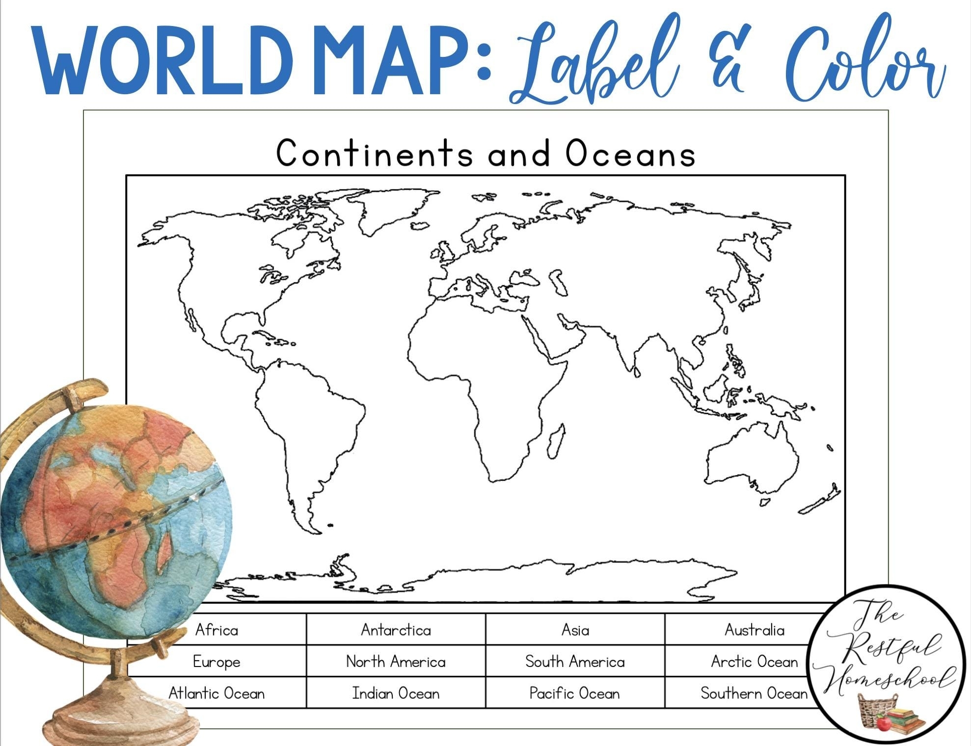 Continents And Oceans Blank Map Printable Printable Templates