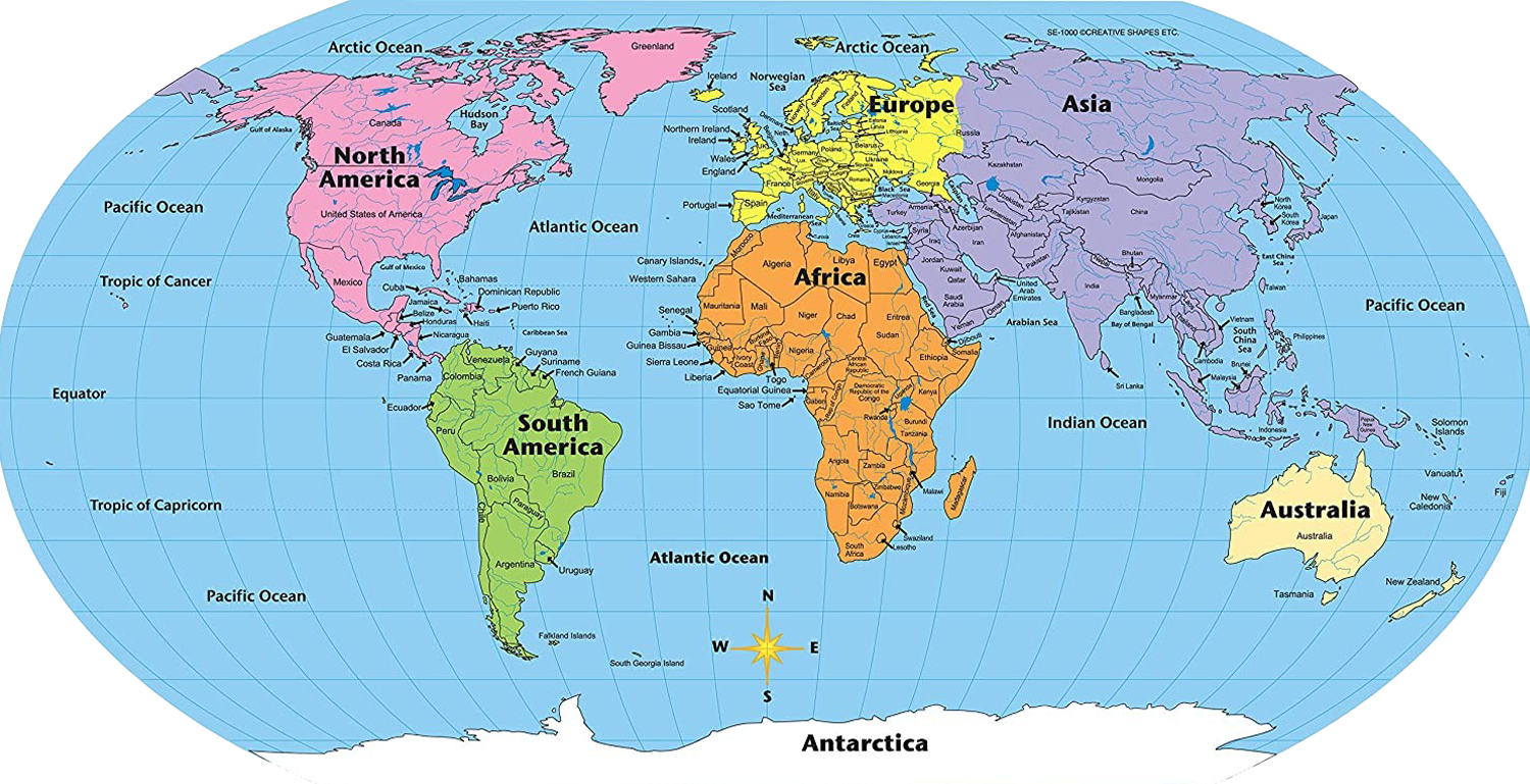 Continents Map Free Printable Continents Map